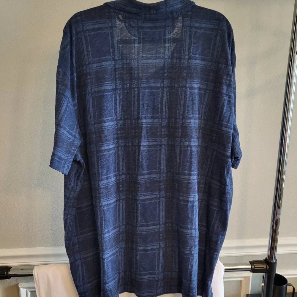 Polo Ralph Lauren Men's Short-Sleeve Collared Polo Button Shirt Blue Plaid XXL